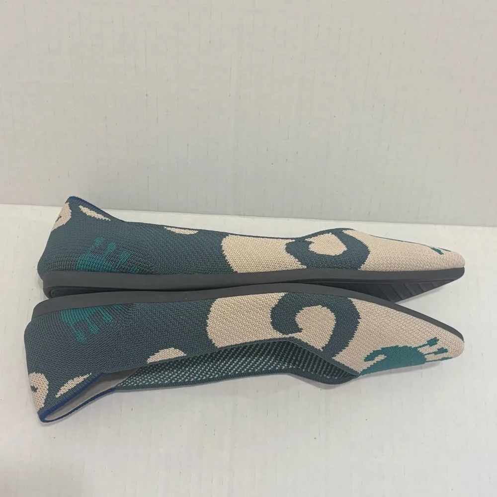 Rothy's Teal and Beige Patterned Flats - Picture 4 of 9